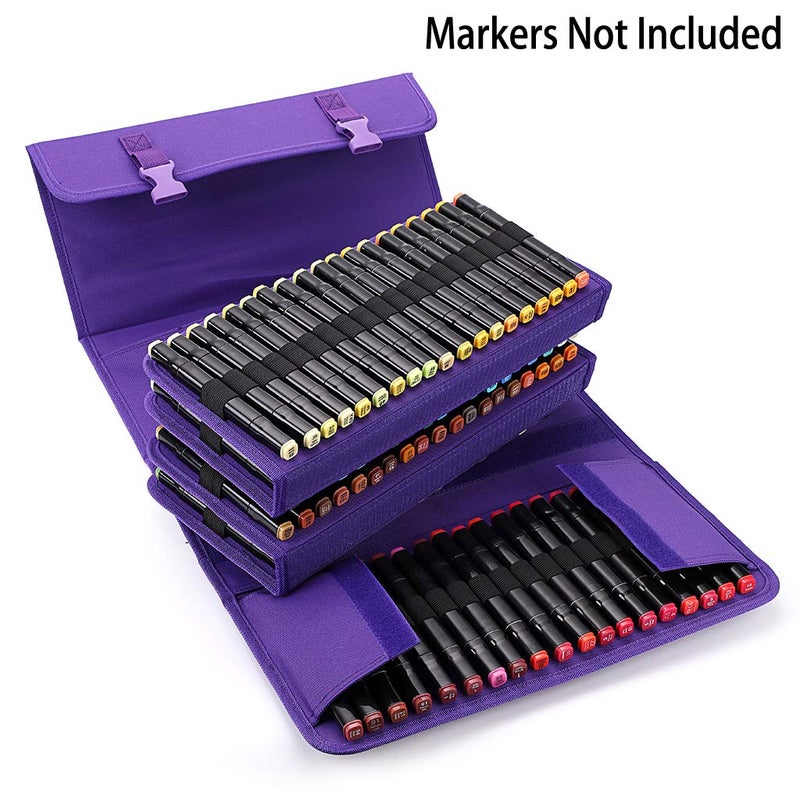 BTSKY New 171 Slots Marker Case Lipstick Organizer-Canvas Markers Holder for Markers and Sketch Markers Purple - Image 3